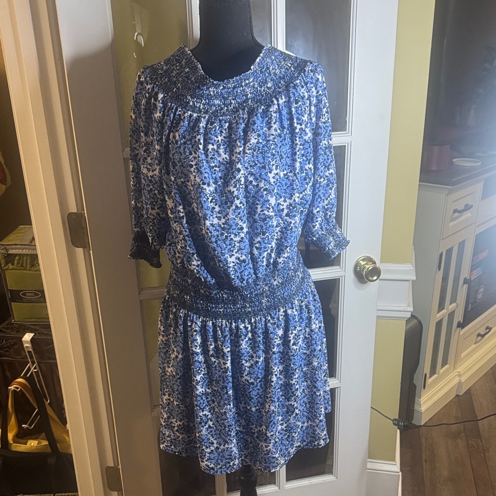 Brand New!! MICHAEL Michael Kors Blue and White Floral Mini Dress
